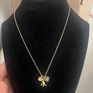 Coach Gold Charm Necklace with Dog and Heart